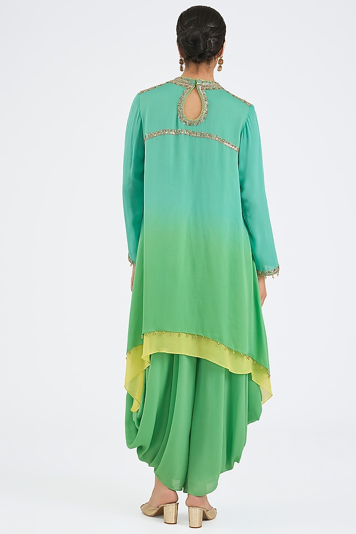 Green Georgette Tassel Embroidered Kurta Set by NITIKA GUJRAL at Pernia's Pop Up Shop