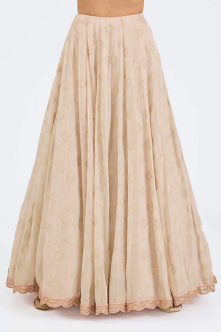 Blush Pink Shimmer Georgette Embroidered Jacket Wedding Lehenga Set by NITIKA GUJRAL at Pernia's Pop Up Shop