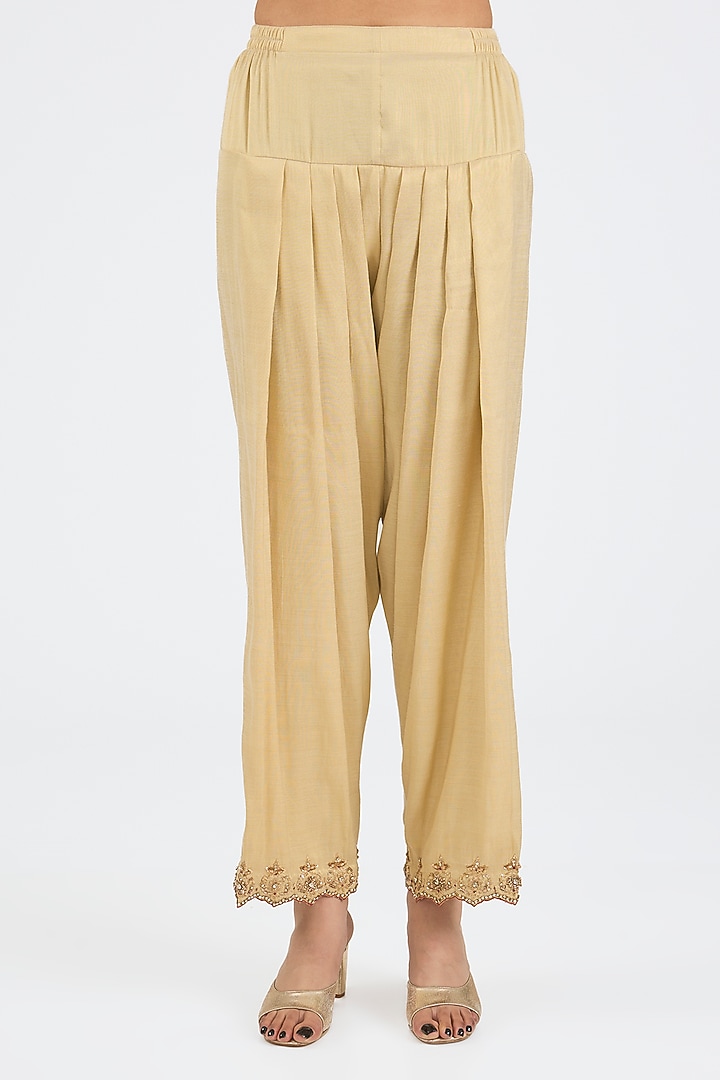 Gold Tissue Zari Hand & Machine Embroidered Kurta Set by NITIKA GUJRAL at Pernia's Pop Up Shop