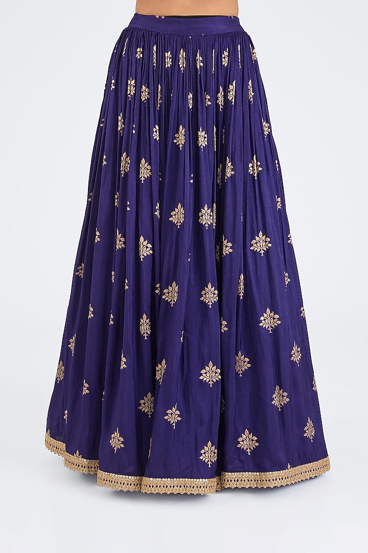 Purple Banarasi Brocade Dori Embroidered Jacket Wedding Lehenga Set by NITIKA GUJRAL at Pernia's Pop Up Shop