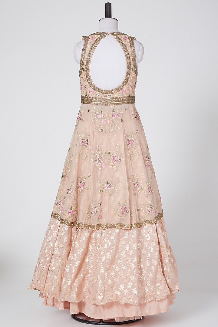 Peach Viscose Resham Embroidered Wedding Lehenga Set by NITIKA GUJRAL at Pernia's Pop Up Shop