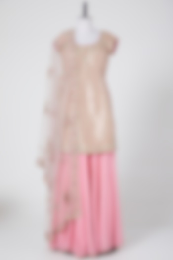 Blush Pink Viscose Bridal Sharara Set by NITIKA GUJRAL at Pernia's Pop Up Shop