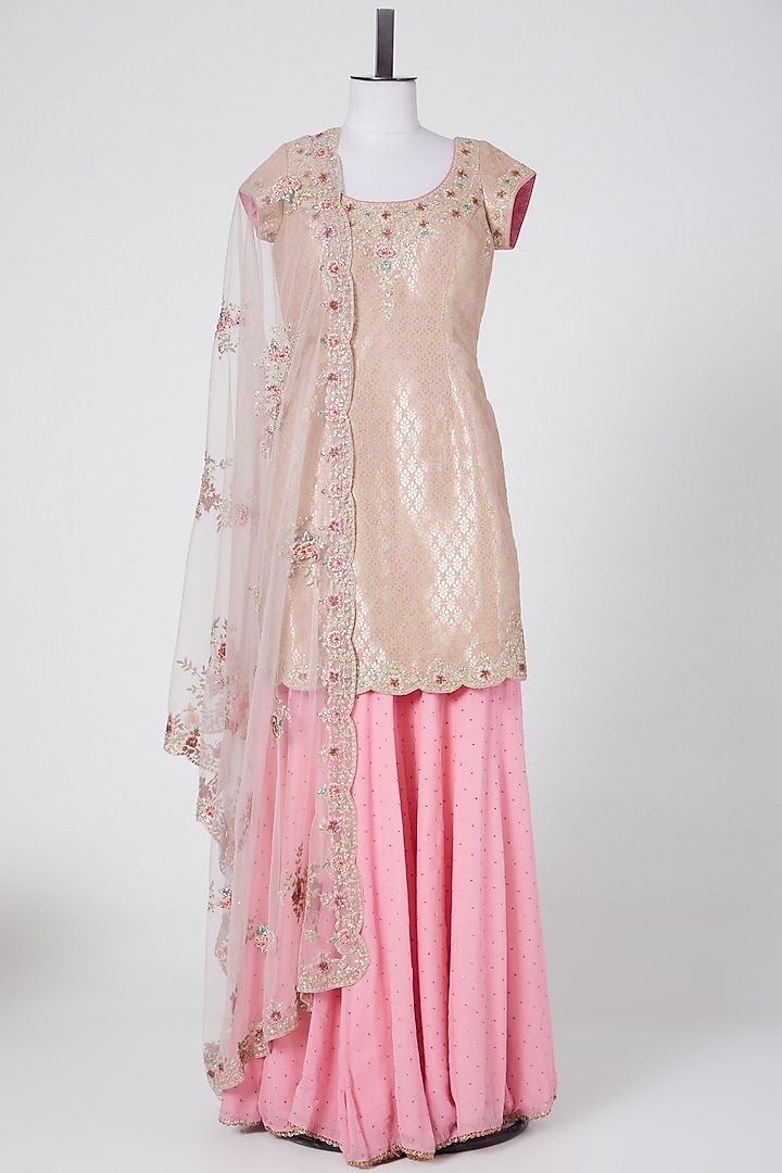 Blush Pink Viscose Bridal Sharara Set by NITIKA GUJRAL at Pernia's Pop Up Shop