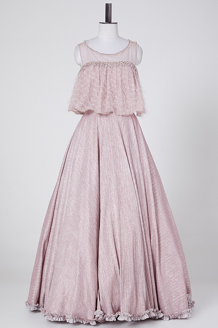 Blush Pink Lurex Embroidered Wedding Lehenga Set by NITIKA GUJRAL at Pernia's Pop Up Shop