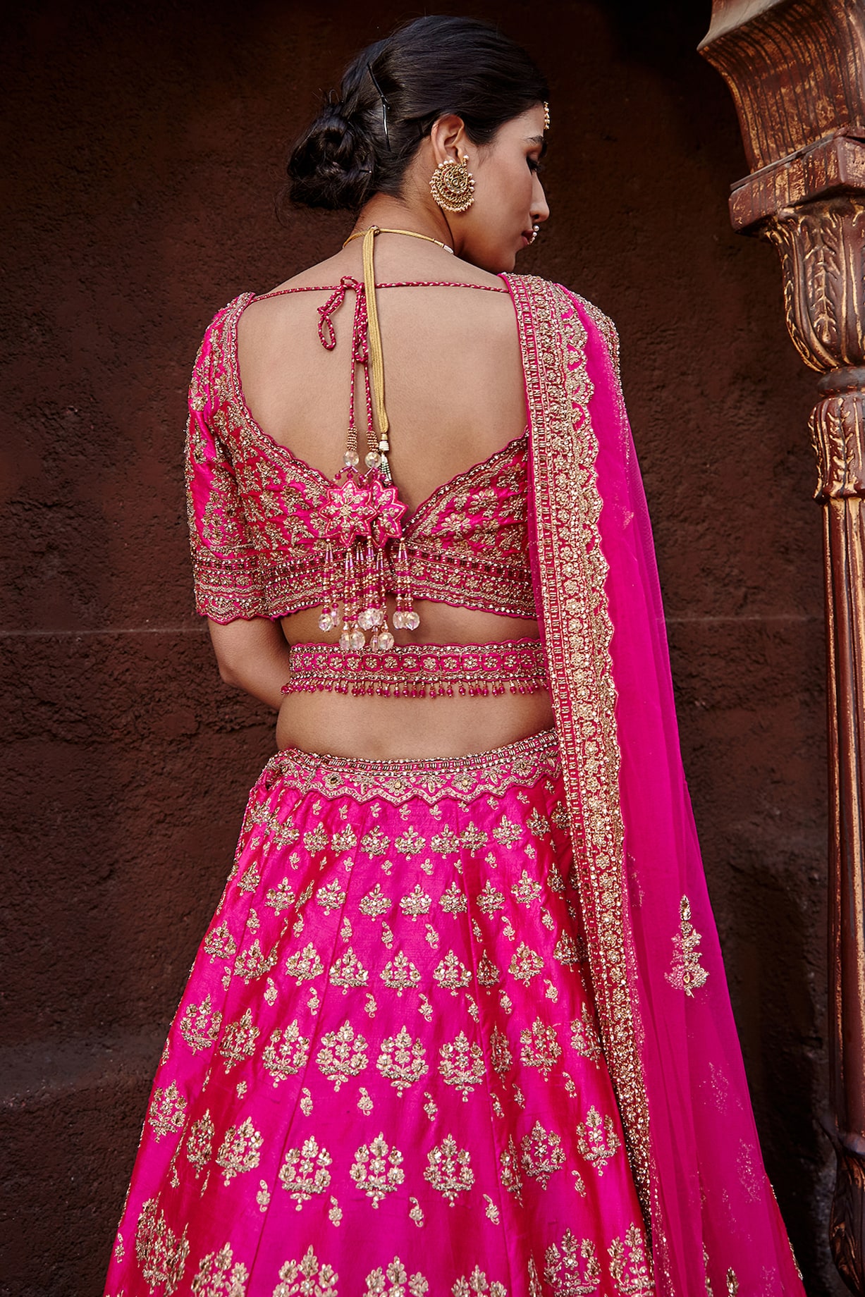 Pink Lehariya Kurta and Ghagra for fun - Soma Blockprints