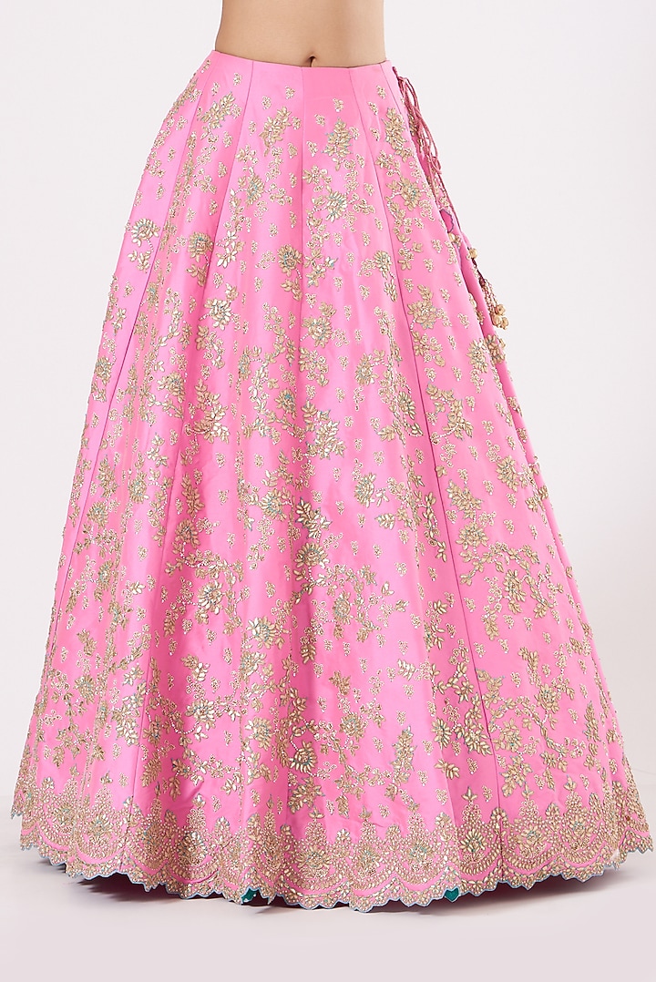 Pink Taffeta Beads Embellished Bridal Lehenga Set by NITIKA GUJRAL at Pernia's Pop Up Shop