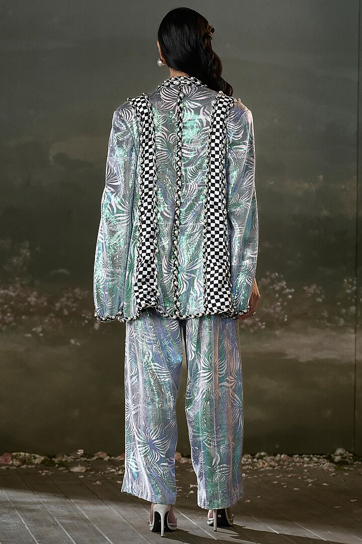 Metallic Net & Satin Sequins Embroidered Jacket Set by NITIKA GUJRAL at Pernia's Pop Up Shop