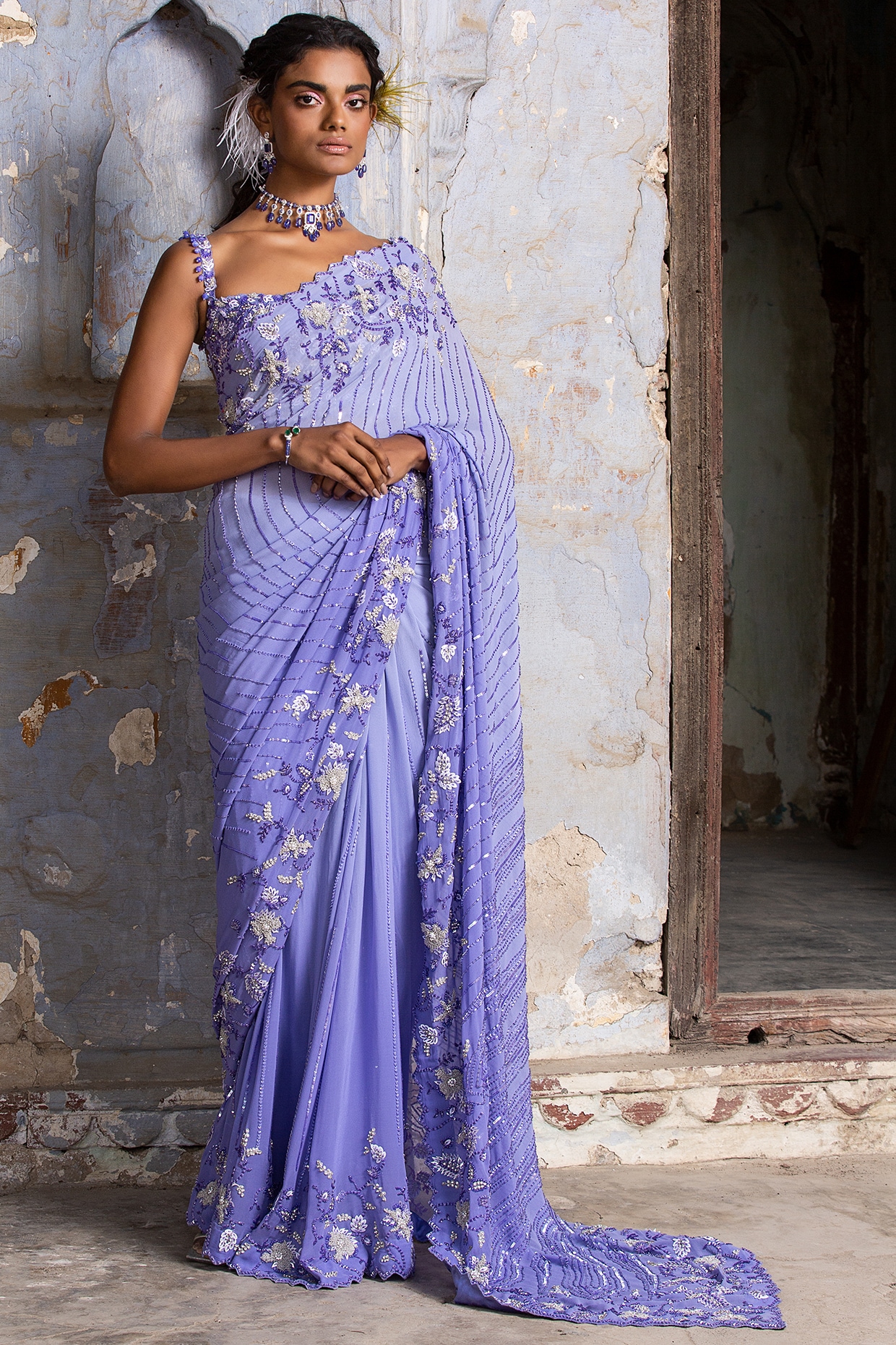 Ink Blue Kanjivaram Soft Silk Saree 10059809 – Avishya.com