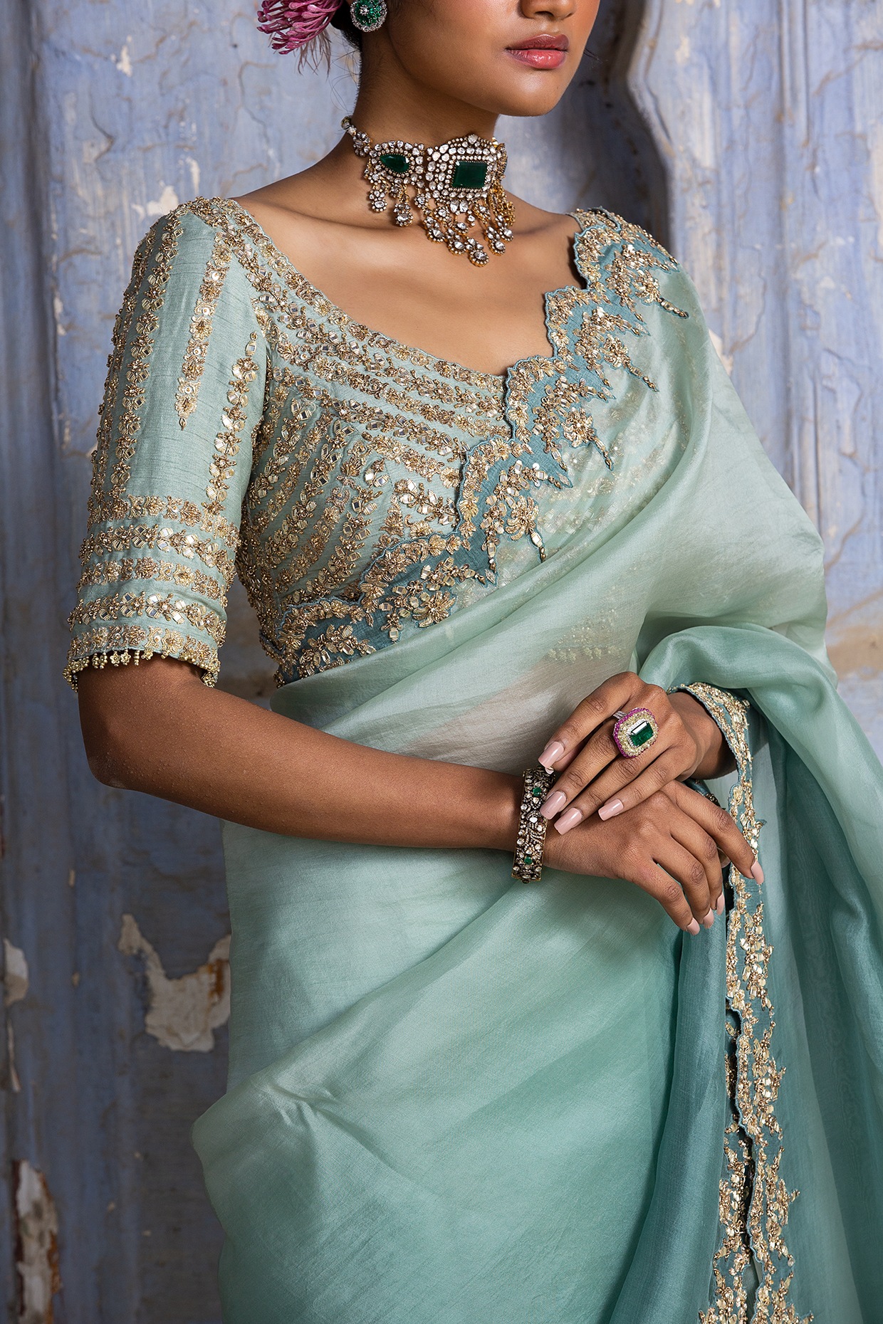 Pista Green Modal Silk Saree With Silver Zari Weaving & Matching Blous –  Bahuji - Online Fashion & Lifestyle Store