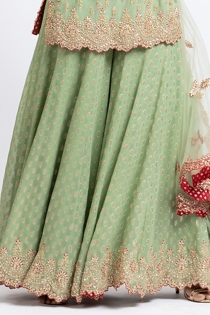 Jade Green Georgette Bridal Sharara Set by NITIKA GUJRAL at Pernia's Pop Up Shop