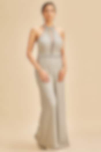 Grey Georgette Embroidered Jumpsuit by NITIKA GUJRAL