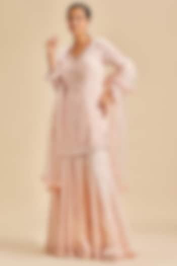 Baby Pink Net Sharara Set by NITIKA GUJRAL at Pernia's Pop Up Shop