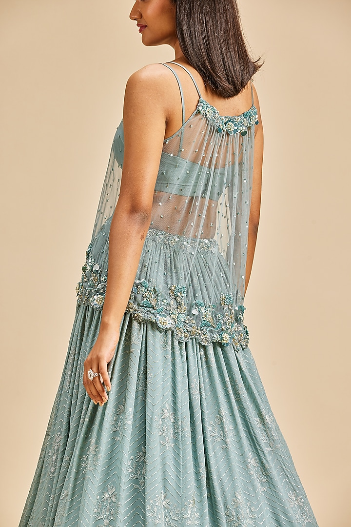 Grey Georgette Sequins Wedding Lehenga Set by NITIKA GUJRAL at Pernia's Pop Up Shop