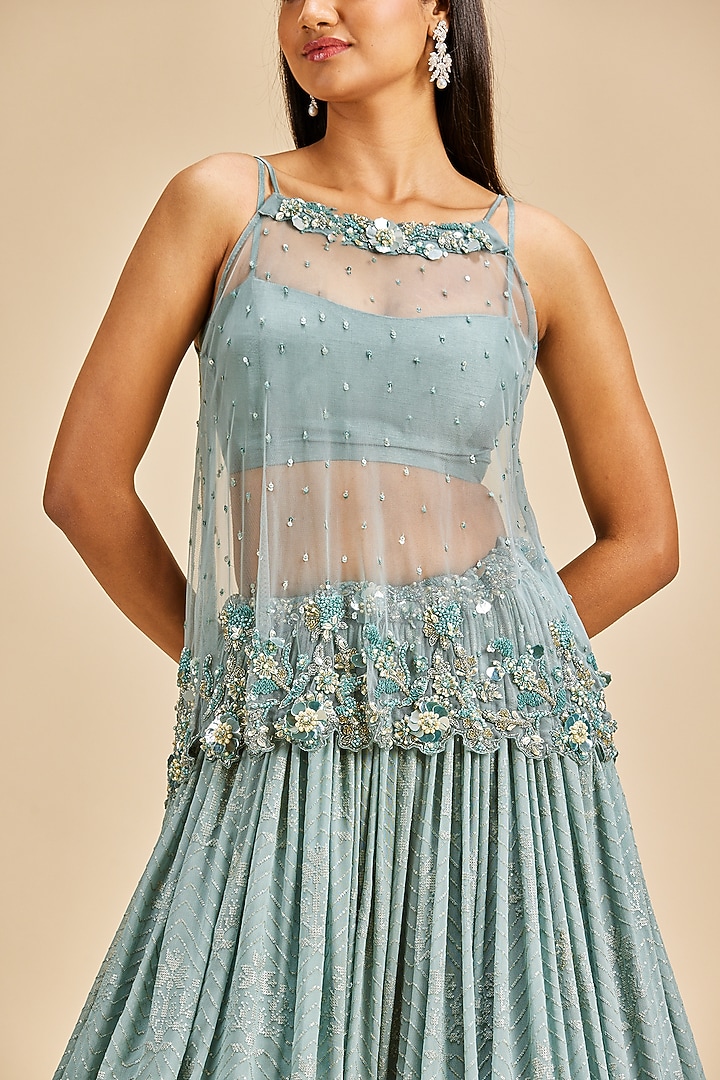 Grey Georgette Sequins Wedding Lehenga Set by NITIKA GUJRAL at Pernia's Pop Up Shop