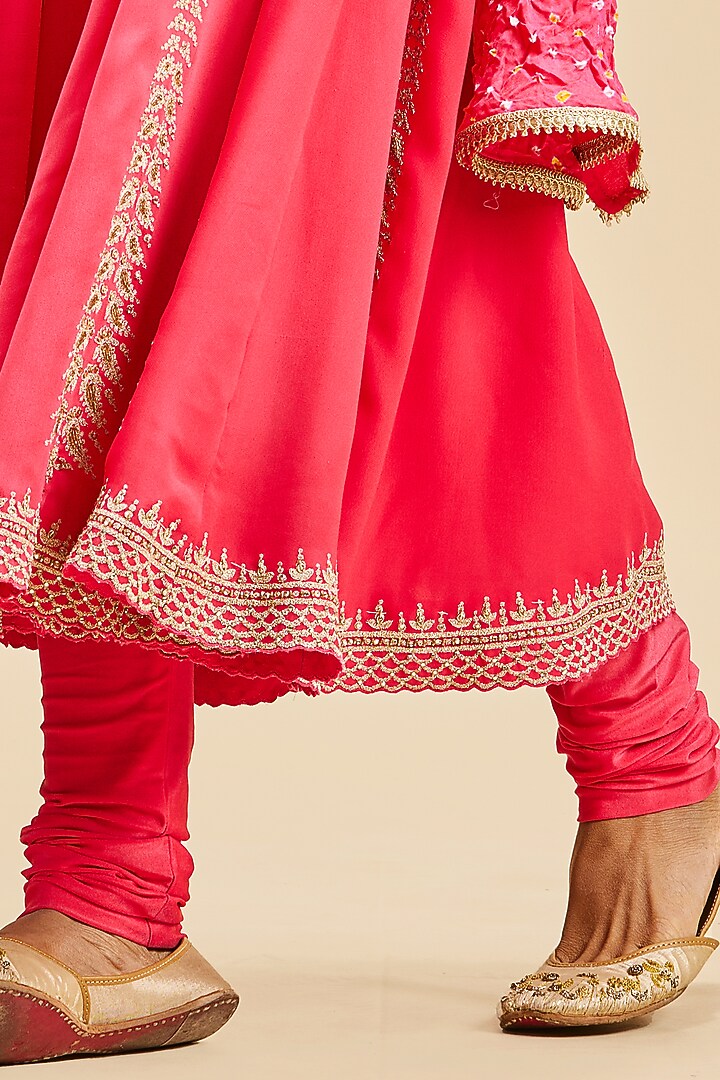 Fuchsia Georgette Zari Embroidered Bridal Anarkali Set by NITIKA GUJRAL at Pernia's Pop Up Shop