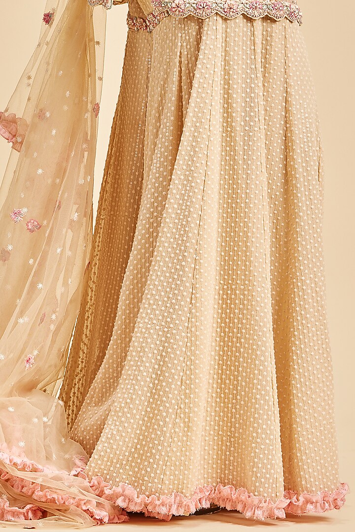 Peach Georgette Bridal Sharara Set by NITIKA GUJRAL at Pernia's Pop Up Shop
