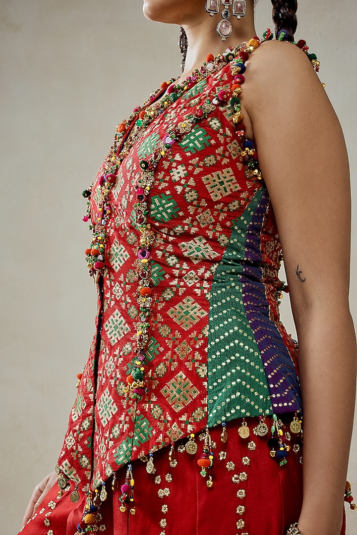 Red Patola Silk Bridal Sharara Set by NITIKA GUJRAL at Pernia's Pop Up Shop