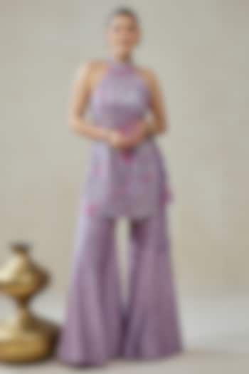 Mauve Raw Silk Bridal Sharara Set by NITIKA GUJRAL at Pernia's Pop Up Shop