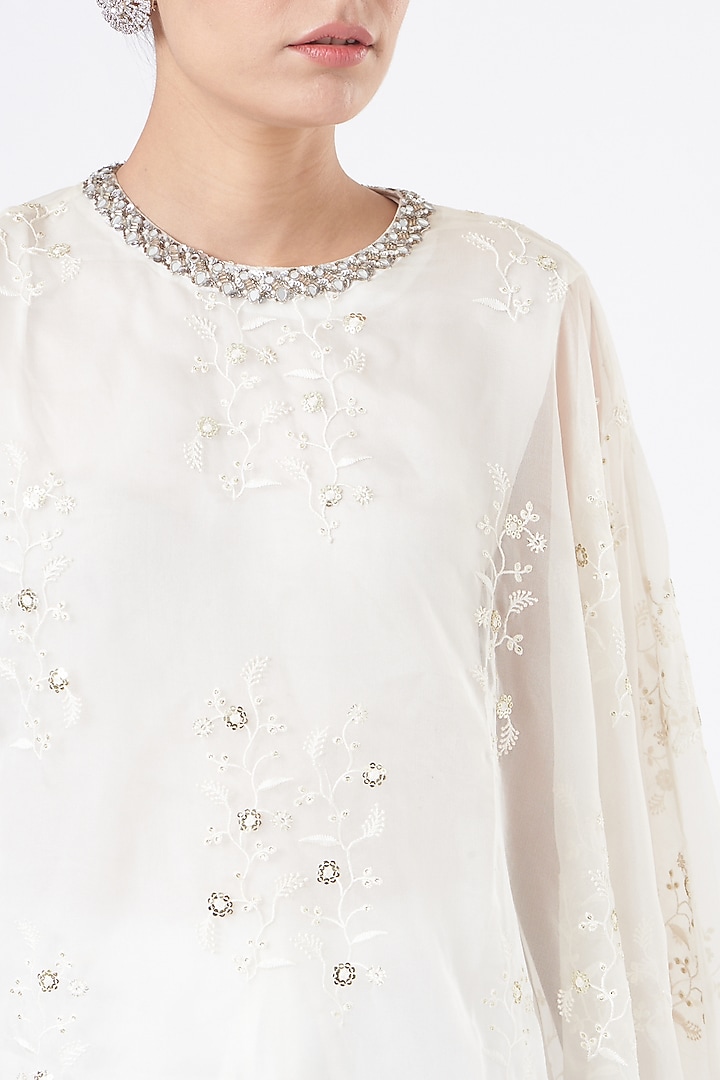 White Satin Organza Pant Set by NITIKA GUJRAL at Pernia's Pop Up Shop