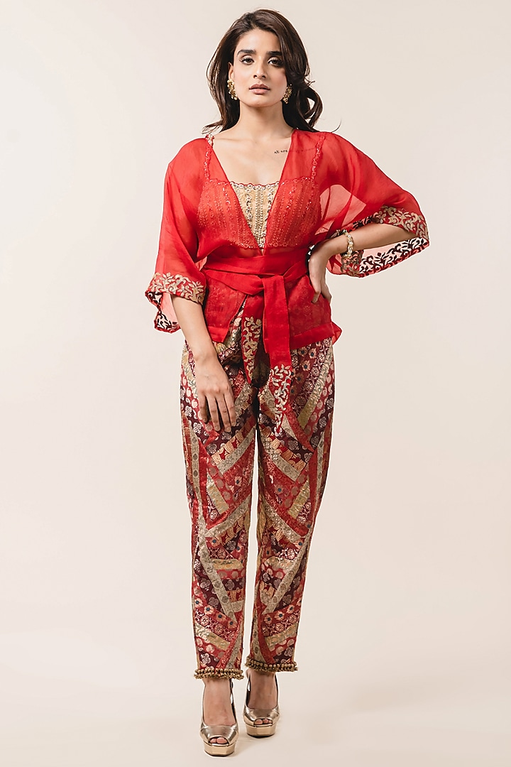Multi Colored Brocade Pant Set by NITIKA GUJRAL