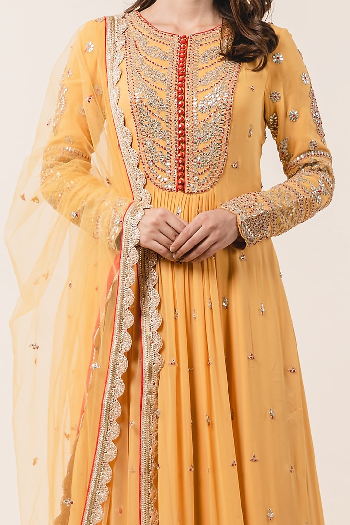 Mustard Georgette Wedding Sharara Set by NITIKA GUJRAL at Pernia's Pop Up Shop