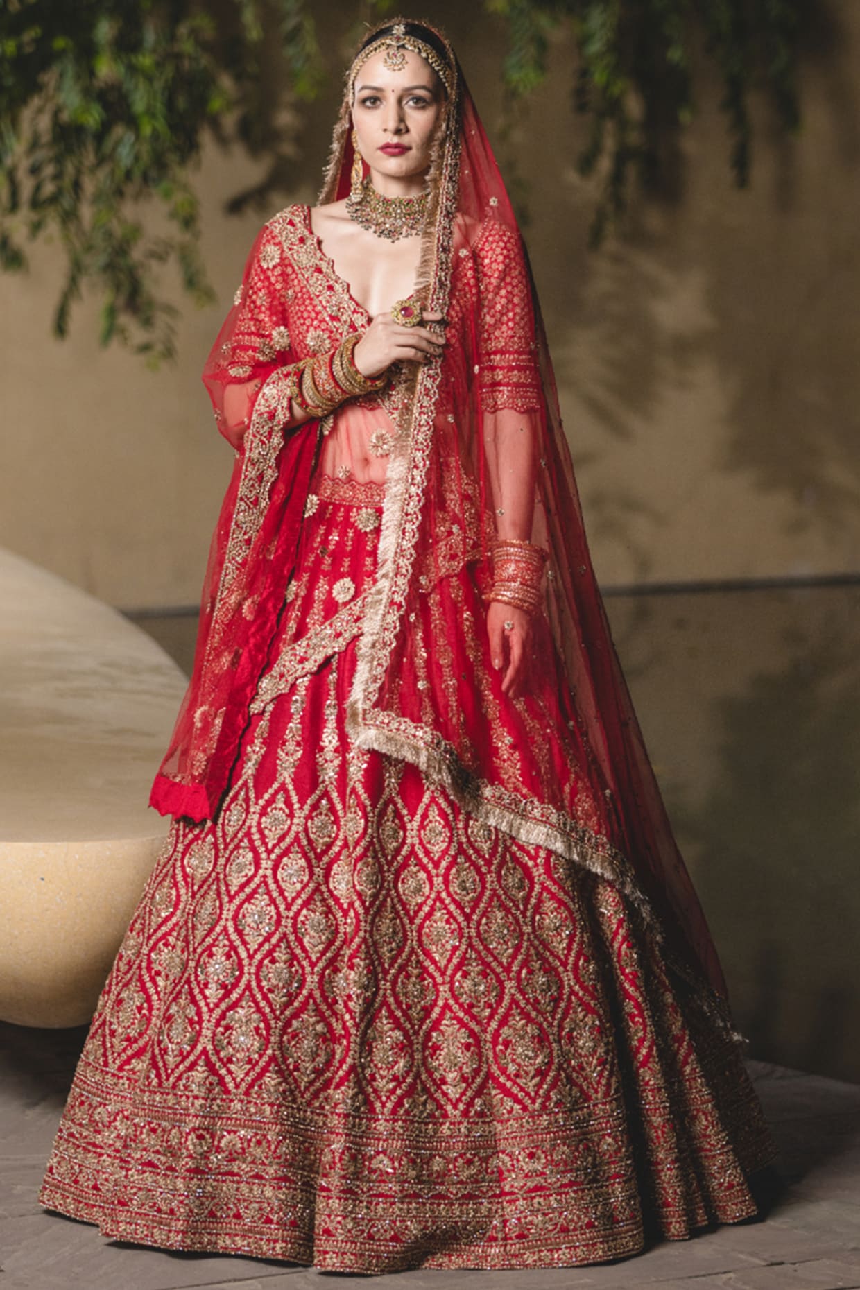 Blood Red Beautiful Indian Wedding Dress for Bride on Her Barat – Nameera  by Farooq