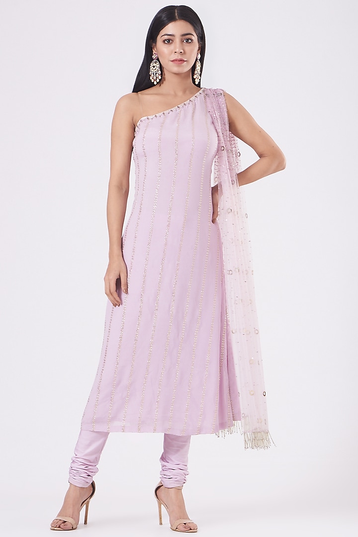 Mauve Georgette Kurta Set by NITIKA GUJRAL at Pernia's Pop Up Shop