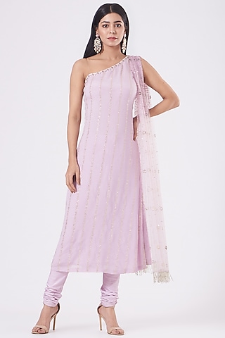 Mauve Georgette Kurta Set by NITIKA GUJRAL