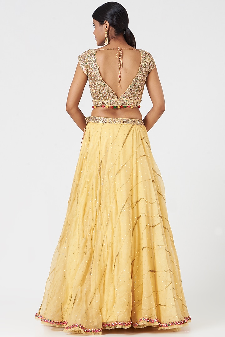 Bright Yellow Organza & Net Wedding Lehenga Set by NITIKA GUJRAL at Pernia's Pop Up Shop