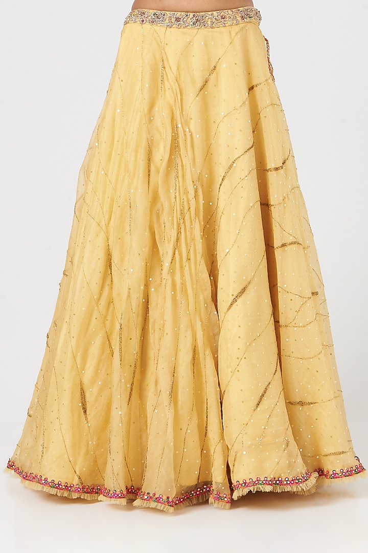 Bright Yellow Organza & Net Wedding Lehenga Set by NITIKA GUJRAL at Pernia's Pop Up Shop