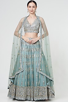 Jade Green Tulle Embroidered Lehenga Set by NITIKA GUJRAL-POPULAR PRODUCTS AT STORE
