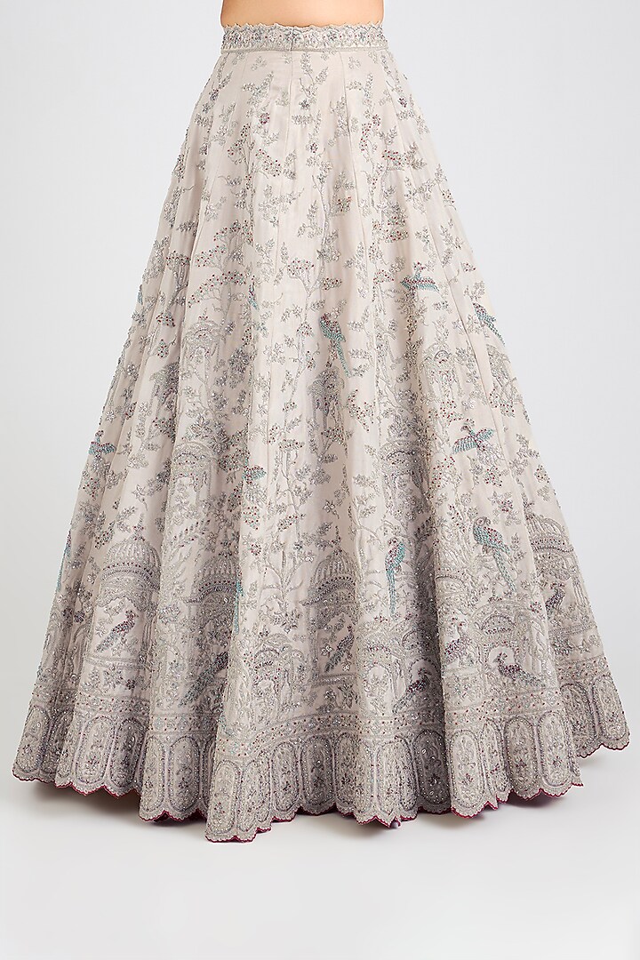Silver Tissue Sequins Embroidered Bridal Lehenga Set by NITIKA GUJRAL at Pernia's Pop Up Shop