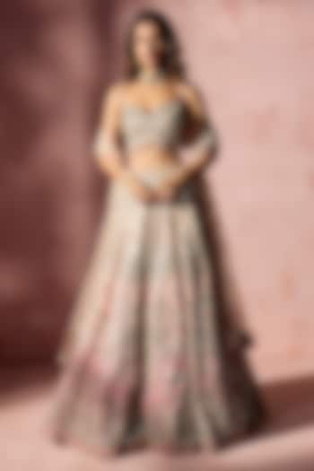 Rose Pink Ombre Net Sequins Embroidered Bridal Lehenga Set by NITIKA GUJRAL at Pernia's Pop Up Shop