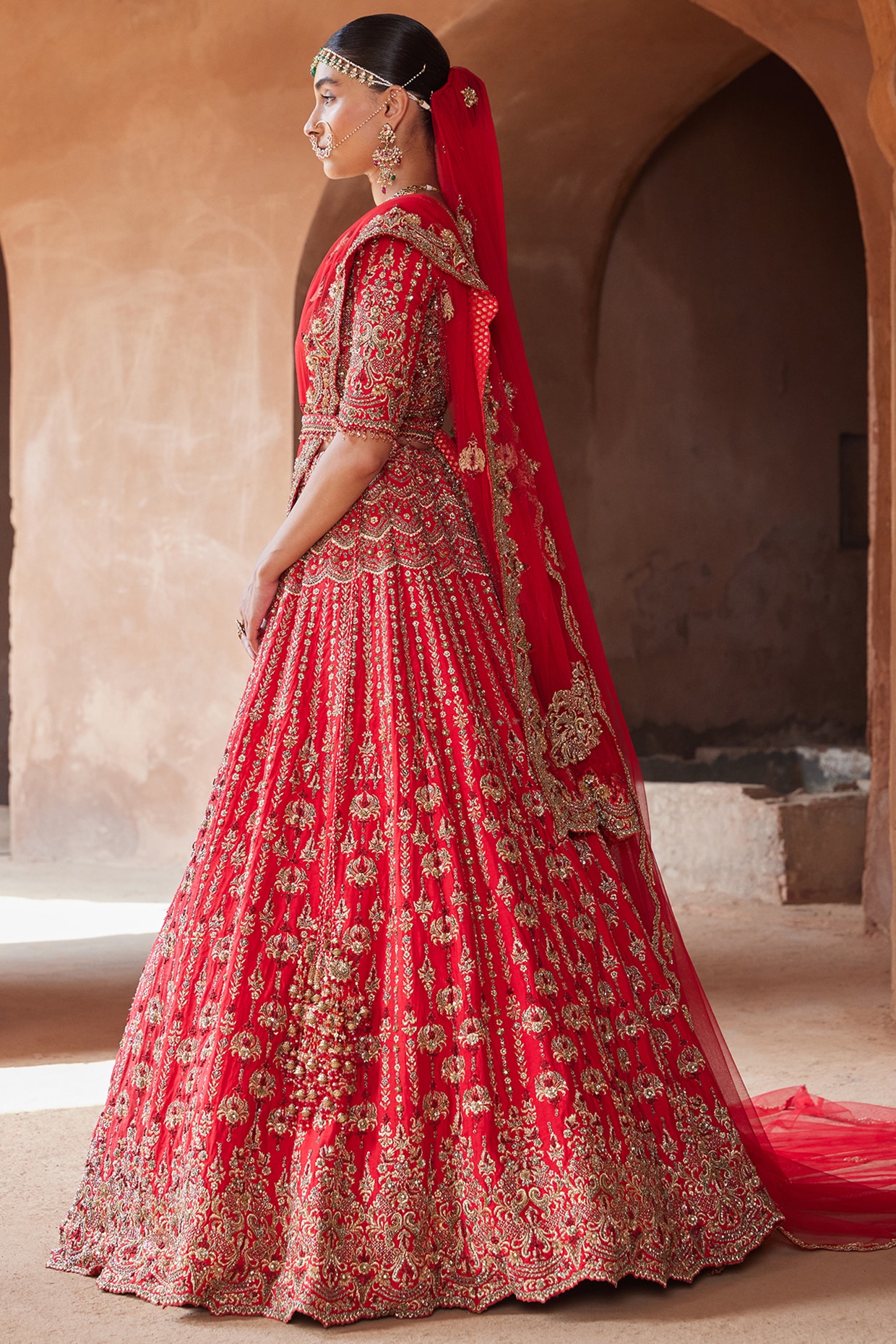 Nirmal Creations Red Heavy Embroidered Designer Bridal Lehenga Set - Nirmal  Creations | Nirmal Creations