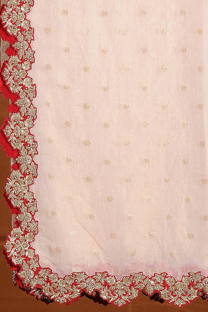 Scarlet Red Raw Silk Zari Embroidered Bridal Lehenga Set by NITIKA GUJRAL at Pernia's Pop Up Shop