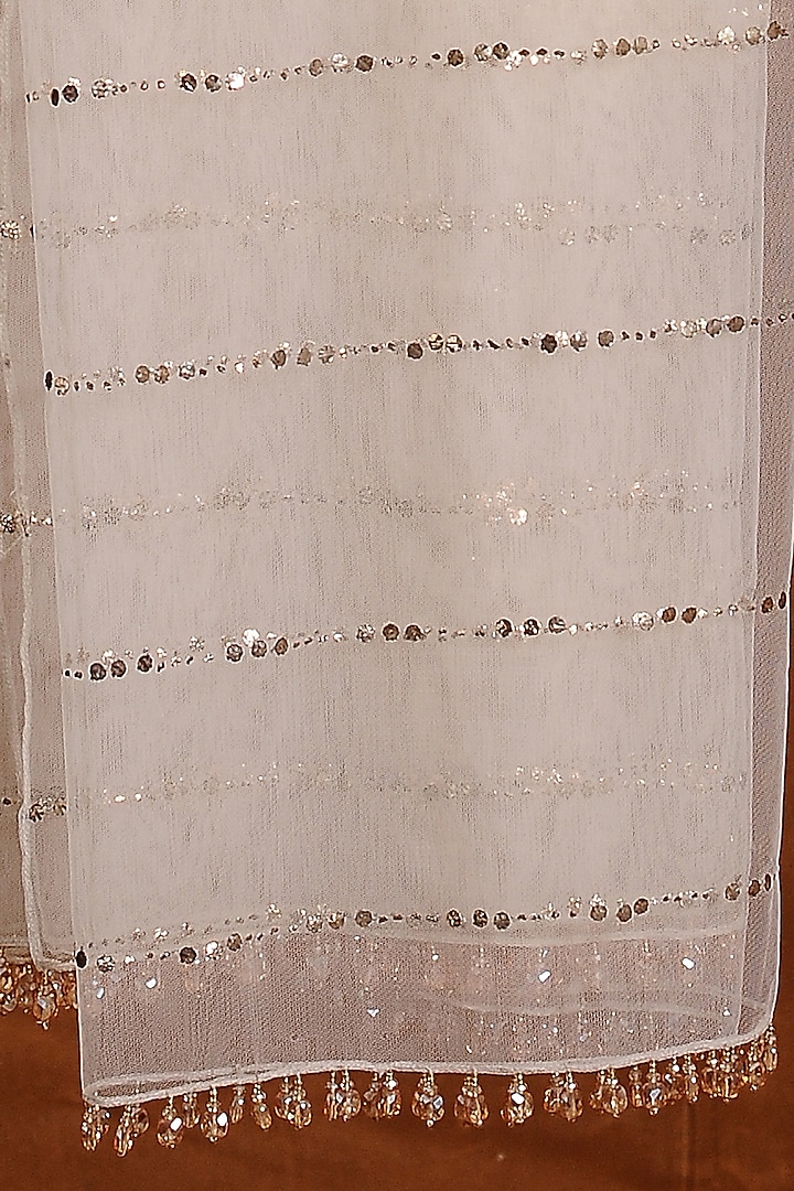 Champagne Net & Satin Dabka Embroidered Bridal Lehenga Set by NITIKA GUJRAL at Pernia's Pop Up Shop