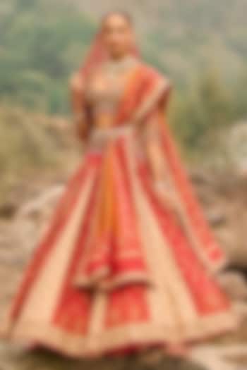 Multi-Colored Patola Silk Zardosi Embroidered Bridal Bridal Lehenga Set by NITIKA GUJRAL at Pernia's Pop Up Shop