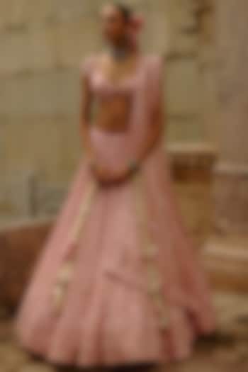 Pink Net Thread Work Bridal Lehenga Set by NITIKA GUJRAL at Pernia's Pop Up Shop