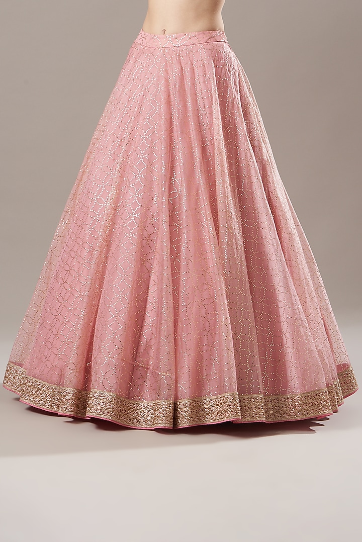 Blush Pink Georgette Jacket Wedding Lehenga Set by NITIKA GUJRAL at Pernia's Pop Up Shop