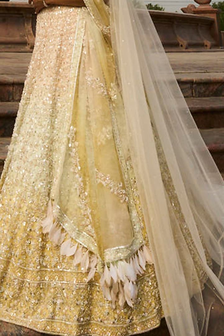 Triple Color Shaded Organza Embroidered Bridal Lehenga Set by NITIKA GUJRAL at Pernia's Pop Up Shop