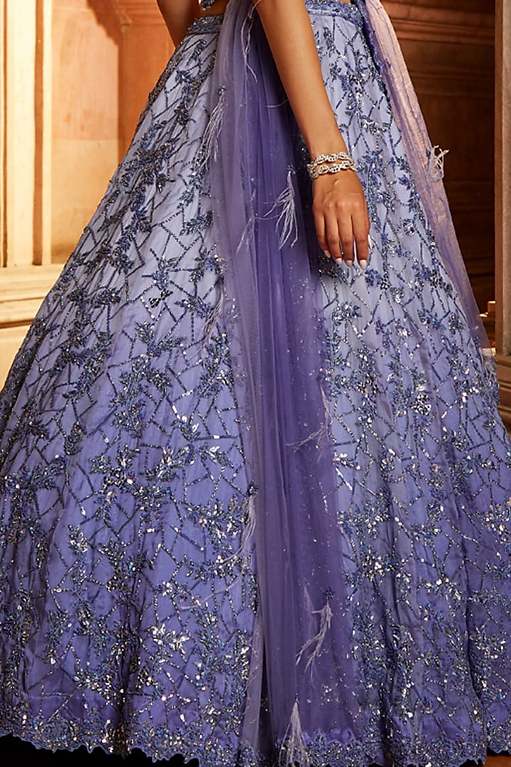 Ink Blue Ombre Dyed Organza Bridal Lehenga Set by NITIKA GUJRAL at Pernia's Pop Up Shop
