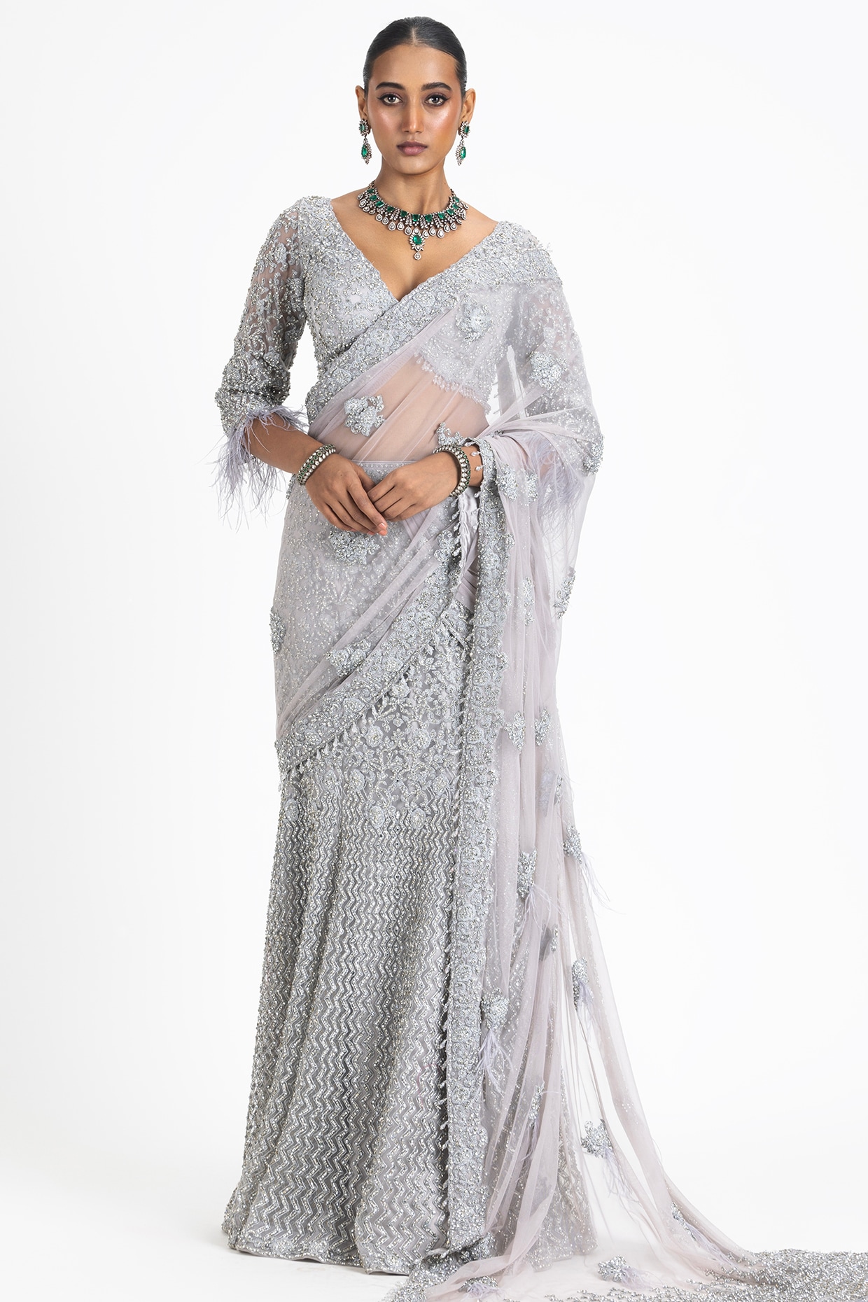 Buy Silver Raw Silk Asymmetric One Shoulder Blouse And Lehenga Set For  Women by Mani Bhatia Online at Aza Fashions.