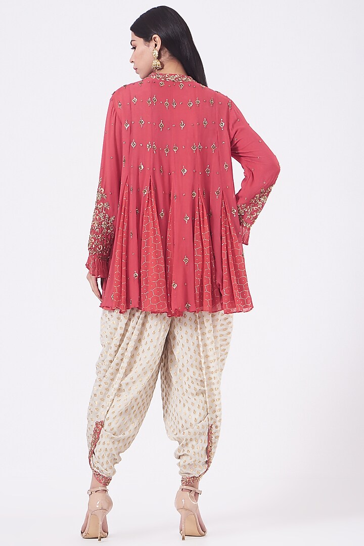 Beige Georgette Hand Embroidered Dhoti Set by NITIKA GUJRAL at Pernia's Pop Up Shop
