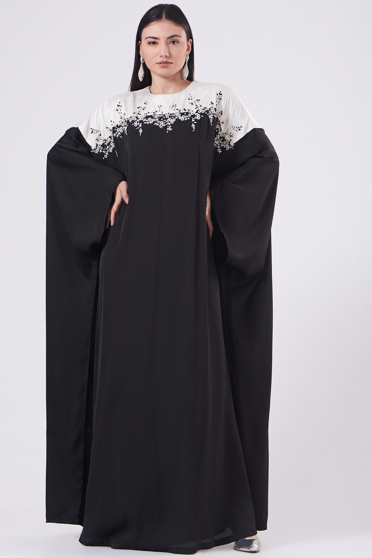 Black & White Crepe Kaftan by NITIKA GUJRAL at Pernia's Pop Up Shop
