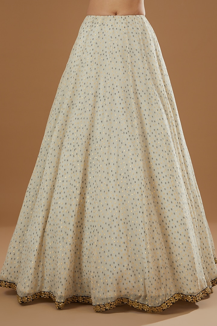 White Georgette Embroidered Wedding Lehenga Set by NITIKA GUJRAL at Pernia's Pop Up Shop