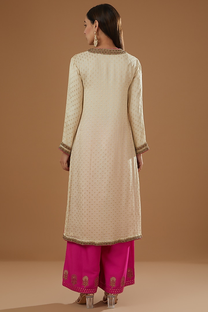 Cream Chanderi Embroidered Kurta Set by NITIKA GUJRAL at Pernia's Pop Up Shop