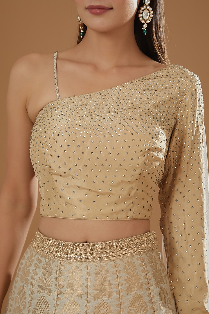 Cream Brocade & Net Wedding Lehenga Set by NITIKA GUJRAL at Pernia's Pop Up Shop