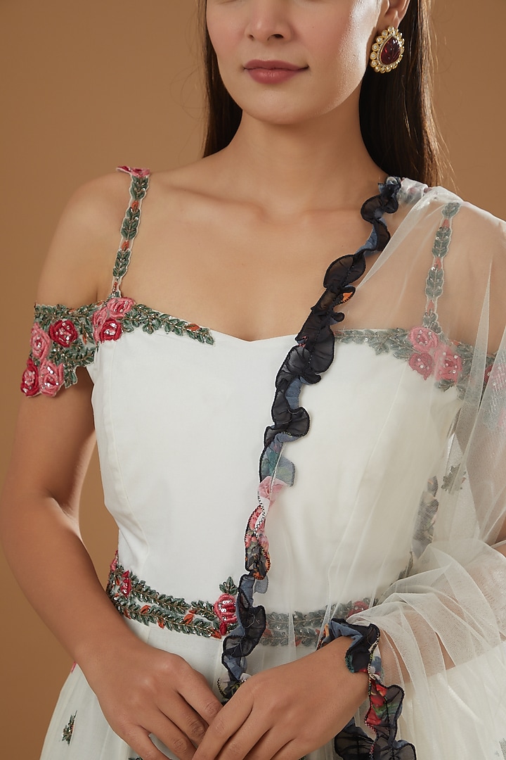 Black Georgette Floral Printed Gharara Set by NITIKA GUJRAL at Pernia's Pop Up Shop