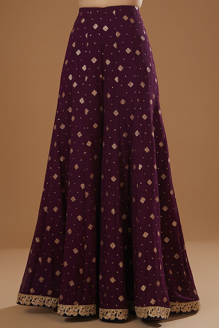 Wine Raw Silk Boota Embroidered Wedding Sharara Set by NITIKA GUJRAL at Pernia's Pop Up Shop