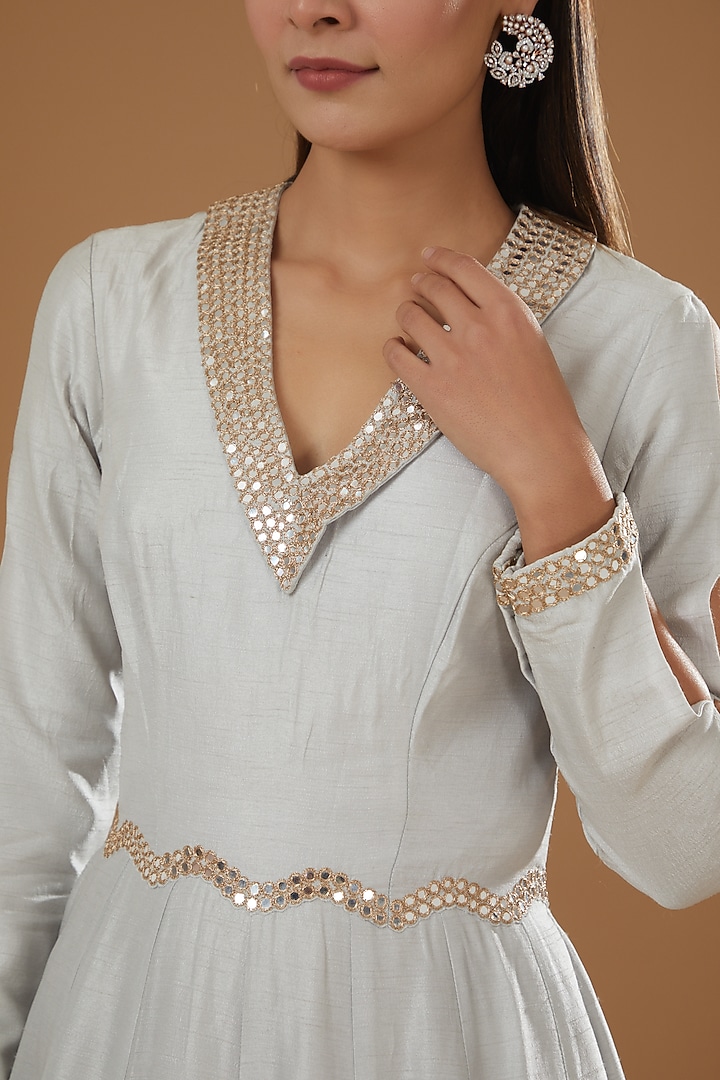 Grey Dual Tone Raw Silk Wedding Gown by NITIKA GUJRAL at Pernia's Pop Up Shop